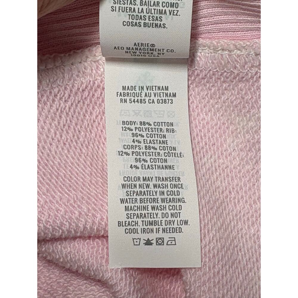 Aerie Seams Right Short Sleeve Cropped Sweatshirt Women's Medium Soft Pink - Picture 8 of 9